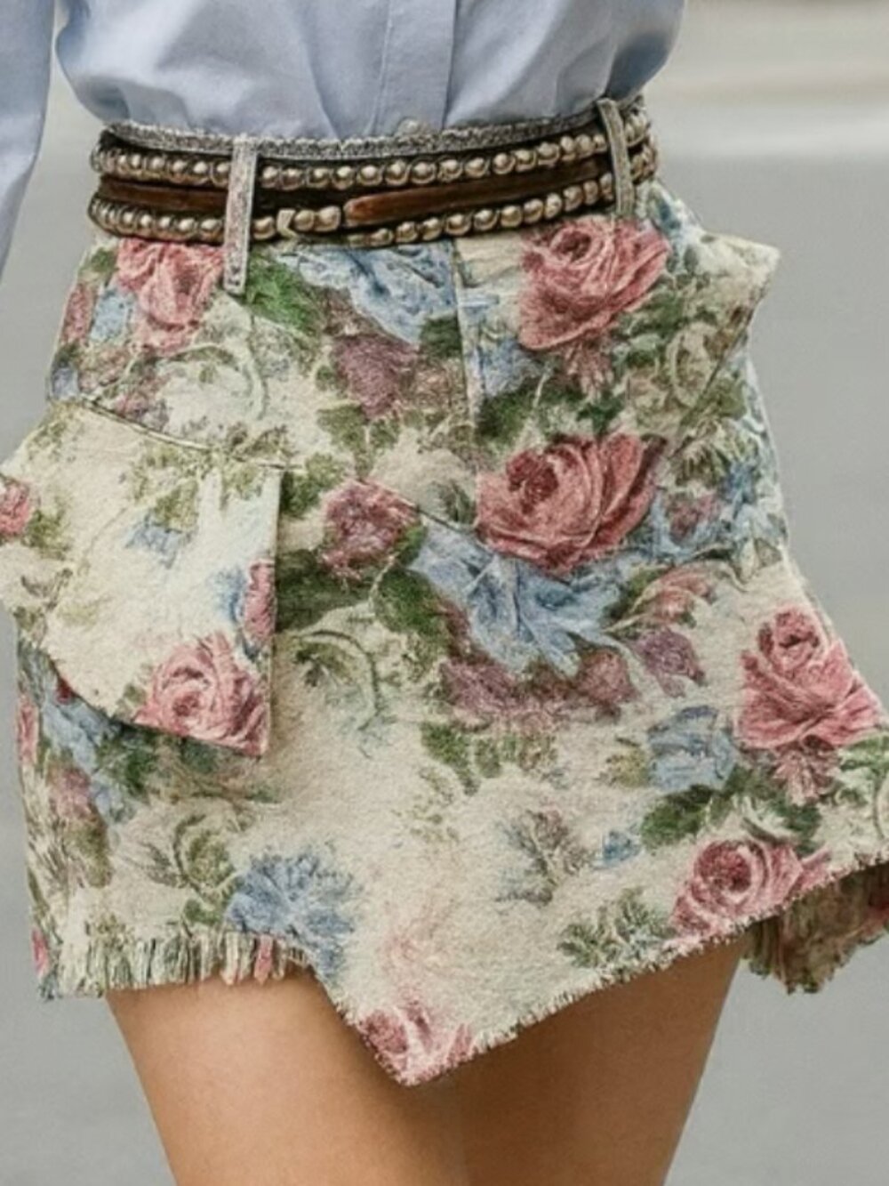 Zara Floral Brocade Tapestry Ruffle Mini Skirt Size XS